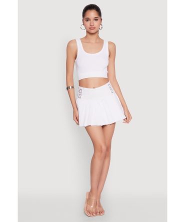 Almost Famous Raw Hem Pleated Skort