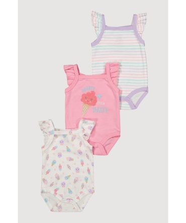 Baby Girls 0-9M Mommys Little Sweetie Graphic Bodysuits 3 Pack