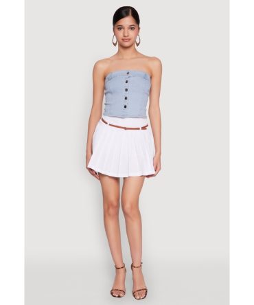 Belted Pleated Skirt