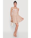 Contrast Trim Tie Front Side Slit Dress