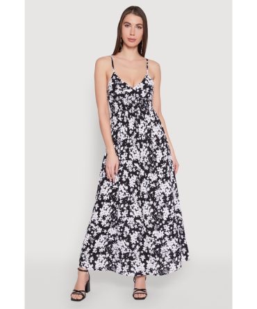 Ditsy Floral Print Empire Waist Maxi Dress