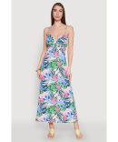 Floral Print Side Slit Tank Midi Dress