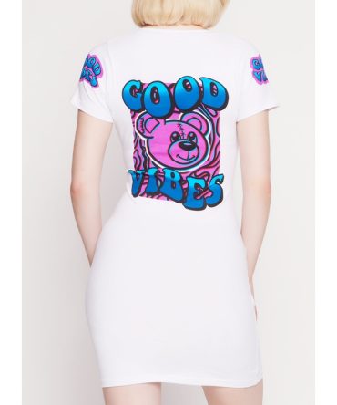 Good Vibes Notch Neck T Shirt Dress