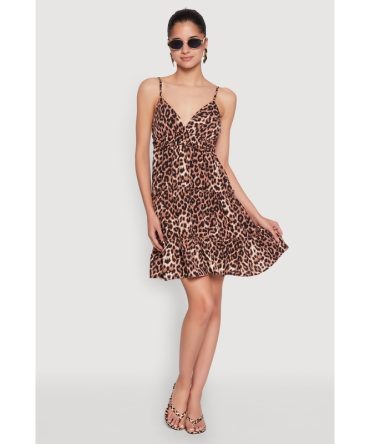 Leopard Print Tiered Mini Dress
