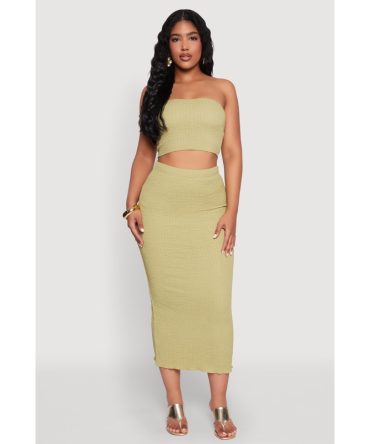 Lettuce Edge Textured Knit Skirt