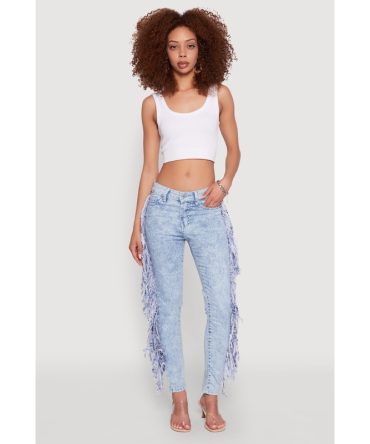 Mineral Wash Fringe Jeans