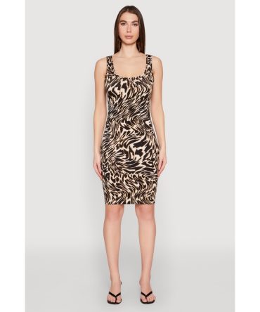 Patterned Scoop Neck Tank Dress