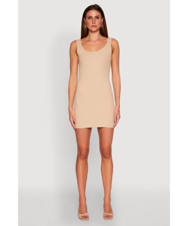 Rib Knit Scoop Neck Tank Mini Dress