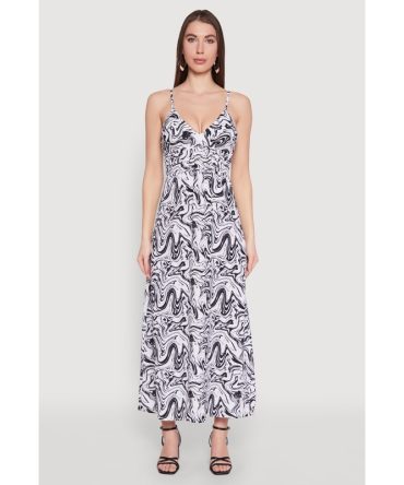 Swirl Print Empire Waist Maxi Dress
