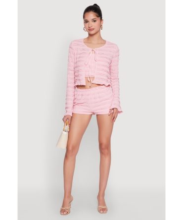 Textured Knit High Waist Shorts