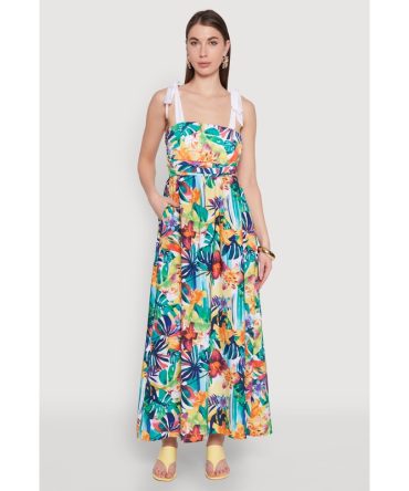 Tie Strap Floral Print Dress