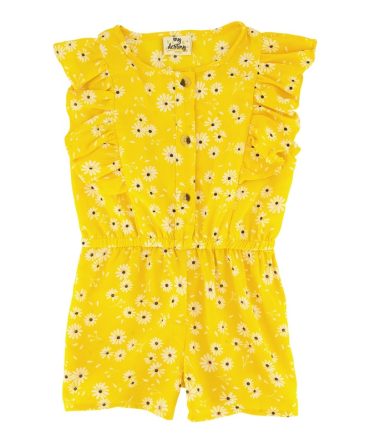 Toddler Flower Print Half Button Romper
