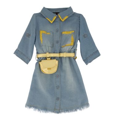 Toddler Girls Paint Detail Shirt Dress with Belted Purse