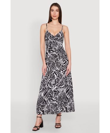 Zebra Leopard Print Empire Waist Maxi Dress