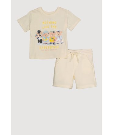 Baby Boys 12-24M No New Friends Bear Graphic Tee and Shorts