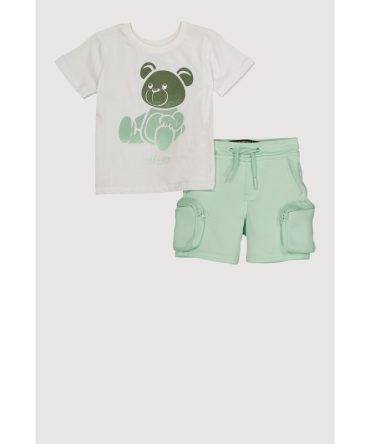 Baby Boys 12-24M Ombre Bear Graphic Tee and Cargo Shorts