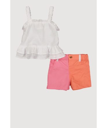 Baby Girls 12-24M Peplum Top and Color Block Shorts