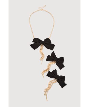 Bow Tassel Necklace and Drop Earrings Set
