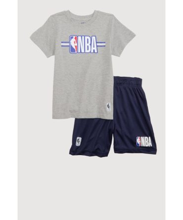 Boys NBA Logo Marled Graphic Tee and Shorts