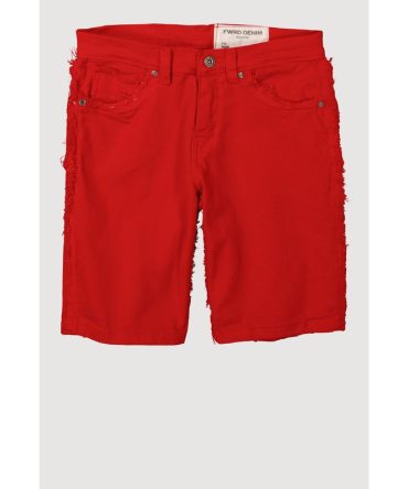 Boys Solid Frayed Trim Denim Shorts