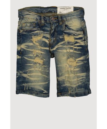 Boys Vintage Wash Whiskered Distressed Denim Shorts