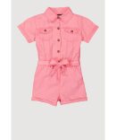 Girls Tie Waist Belted Utility Romper