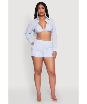High Waisted Pinstripe Shorts