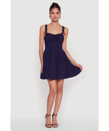 Iris Lace Trim Bustier Skater Dress