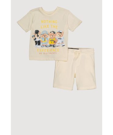 Toddler Boys No New Friends Bear Graphic Tee and Shorts