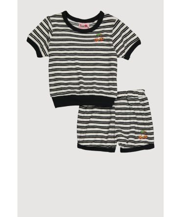Toddler Girls Cherry Detail Striped Terry Cloth Top and Shorts