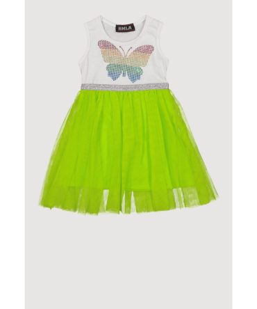 Toddler Girls Rainbow Butterfly Studded Tutu Dress