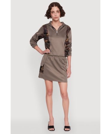 Trendy Drawstring Waist Cargo Skirt