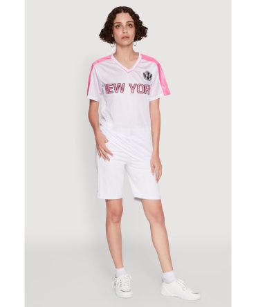 Trendy V-Neck New York Graphic Jersey