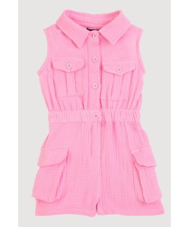 Baby Girls 12-24M Gauze Knit Cargo Pocket Romper