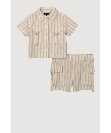 Baby Girls 12-24M Lurex Striped Shirt and Cargo Shorts