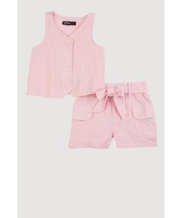 Baby Girls 12-24M Vest and Velcro Cargo Pocket Shorts