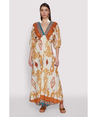 Border Print Boho Maxi Dress