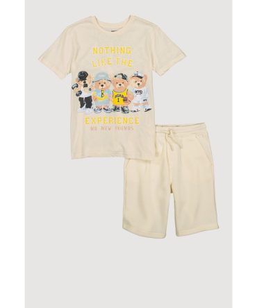 Boys Experience Teddy Bear Graphic Tee and Sweatshorts