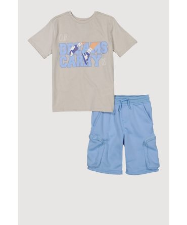 Boys Our Dreams Carry Us Graphic Tee and Cargo Sweatshorts