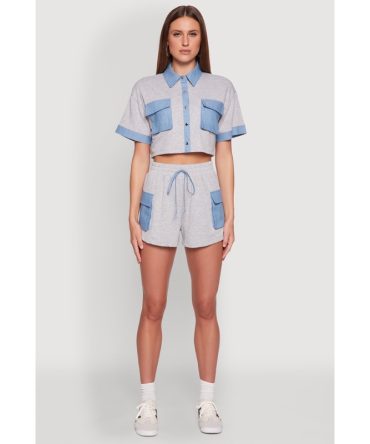 Chambray Cargo Pocket Sweatshorts