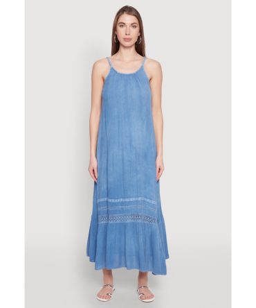 Crochet Detail Sleeveless Maxi Dress