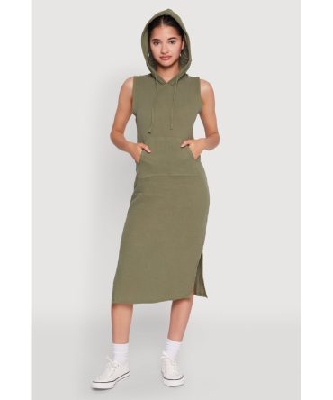 Gauze Knit Hooded Tank Dress