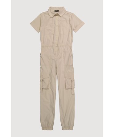 Girls Poplin Pull Tab Utility Jumpsuit