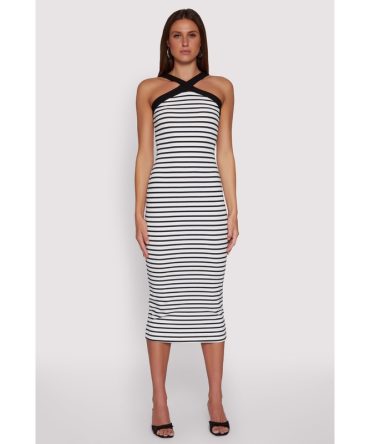 Iris Striped Halter Midi Dress