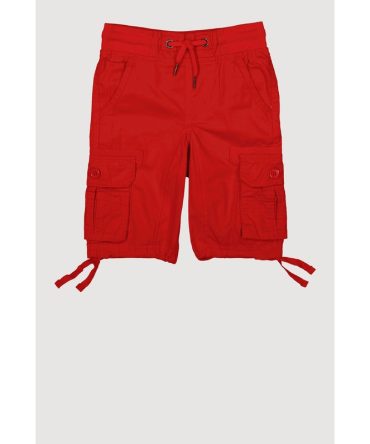 Little Boys Tie Hem Drawstring Cargo Shorts