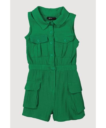 Little Girls Gauze Knit Utility Romper