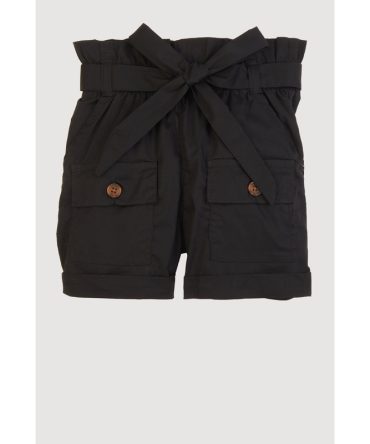 Little Girls Paper Bag Waist Cargo Pocket Shorts