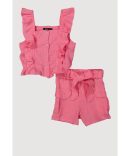Little Girls Sleeveless Smocked Peplum Top and Joggers