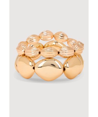 Metallic Beaded Stretch Bracelets Set of 2