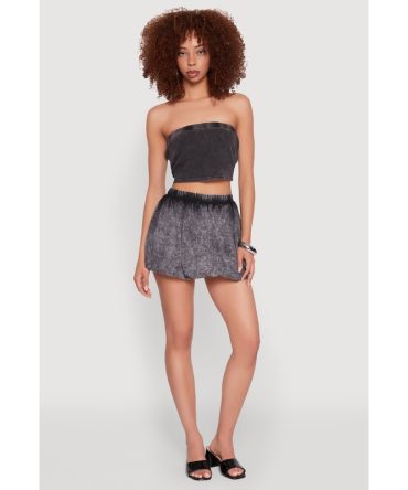 Mineral Wash Bubble Mini Skirt
